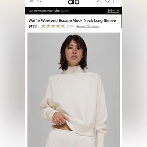 Alo Yoga waffle weekend escape mock neck long sleeve size Medium